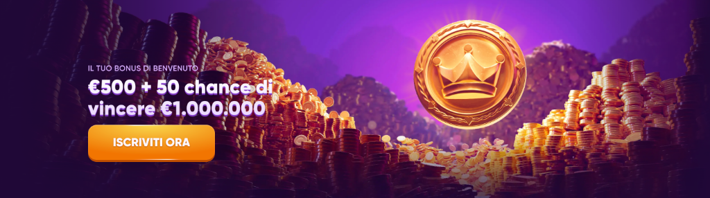 Kingmaker Casino Bonus di Benvenuto €500 + 50 chance di vincere €1.000.000